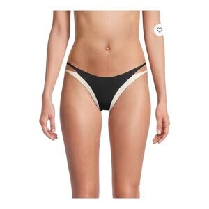 LSpace Bitsy Cut Seamless Billie Bikini Bottom Black Cream Women's Size XS NWT